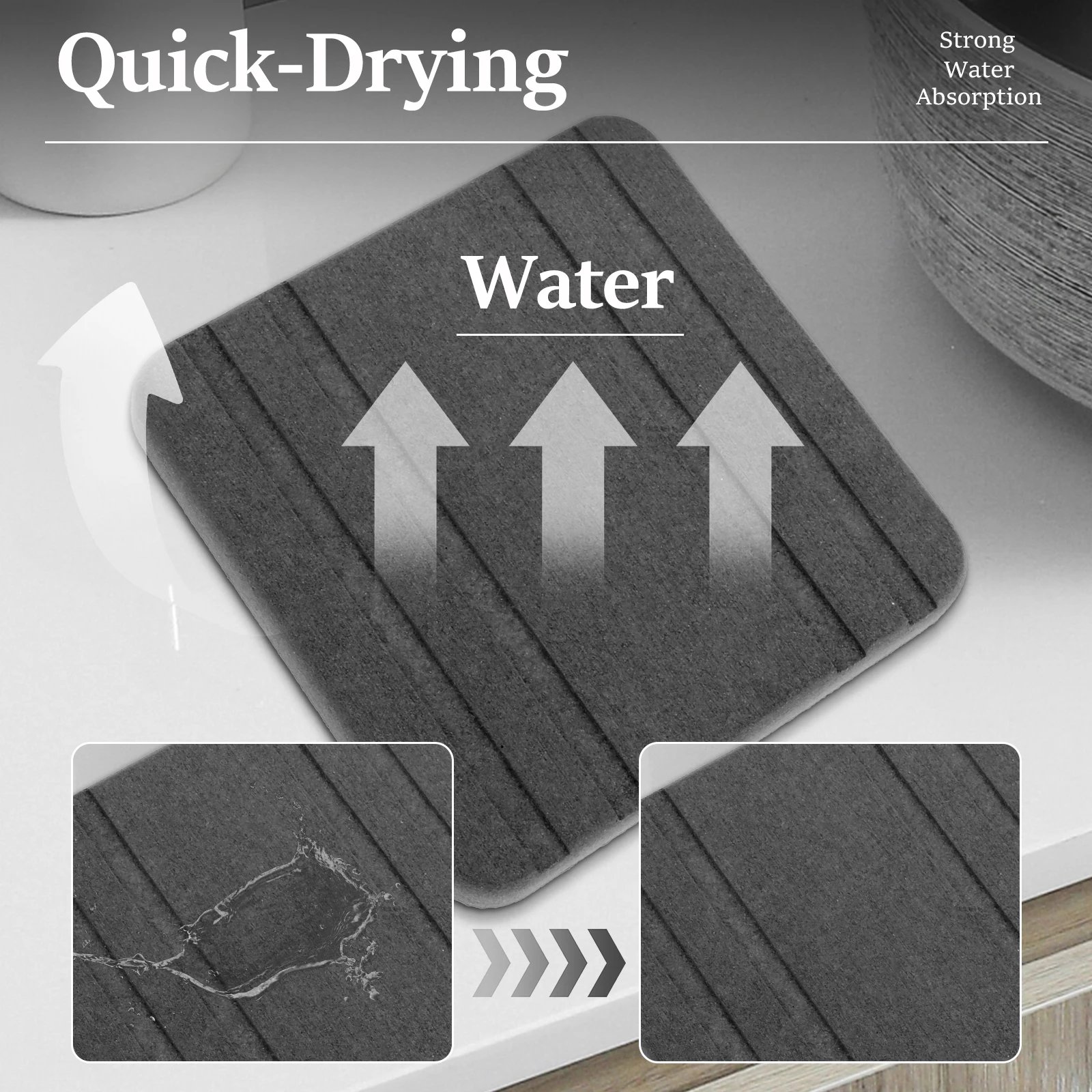 3PCS Hand Soap Holder Drying Stone Tray Absorbent Stone Soap Tray Diatomaceous Earth Coasters Fast Drying for Bathroom Kitchen