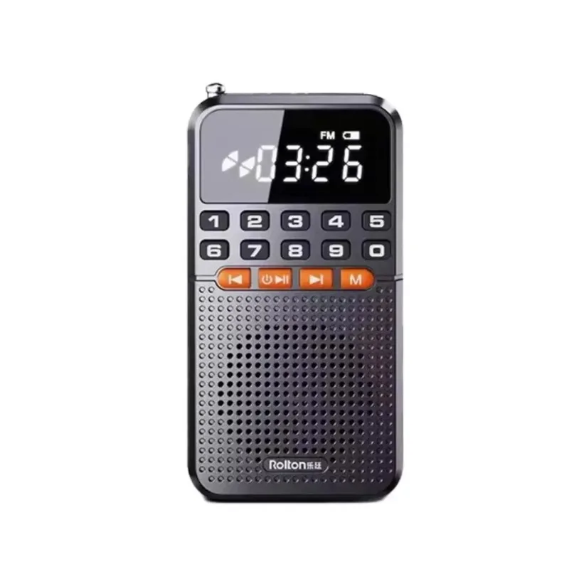 VIKEFON Portable Pocket Radio Dual Antenna Radios Receiver Bluetooth Speaker Walkman with LED Display Flashlight TF Card Player