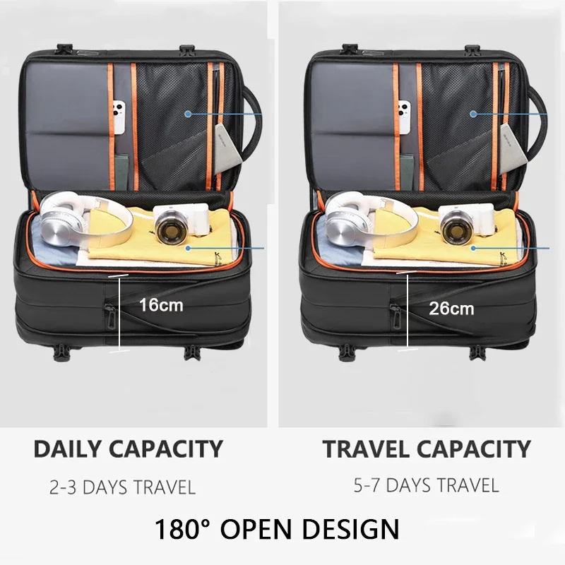 SWISS New Mens Business Backpack Large Capacity Expandable USB School Bag Waterproof Computer Backpack for Travel Urban Mochila