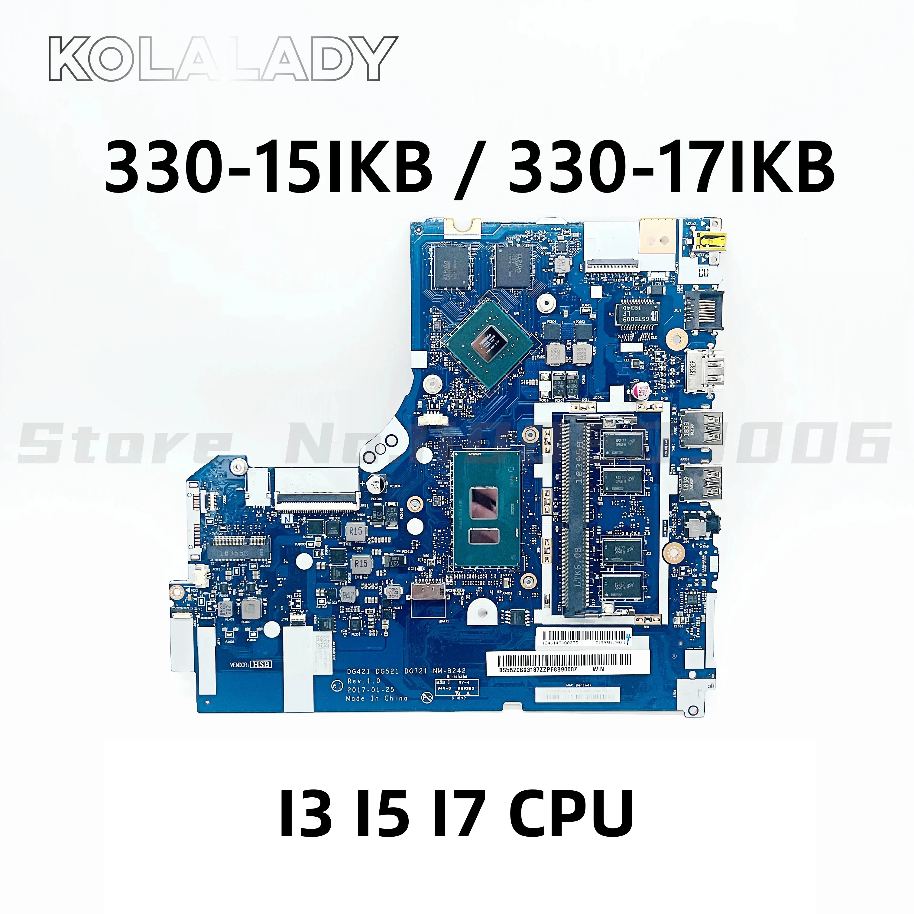 

DG421 DG521 DG721 NM-B242 for Lenovo 330-15IKB 330-17IKB notebook PC motherboard With CPU I3 I5 I7 DDR4 4G RAM GT920M 2G