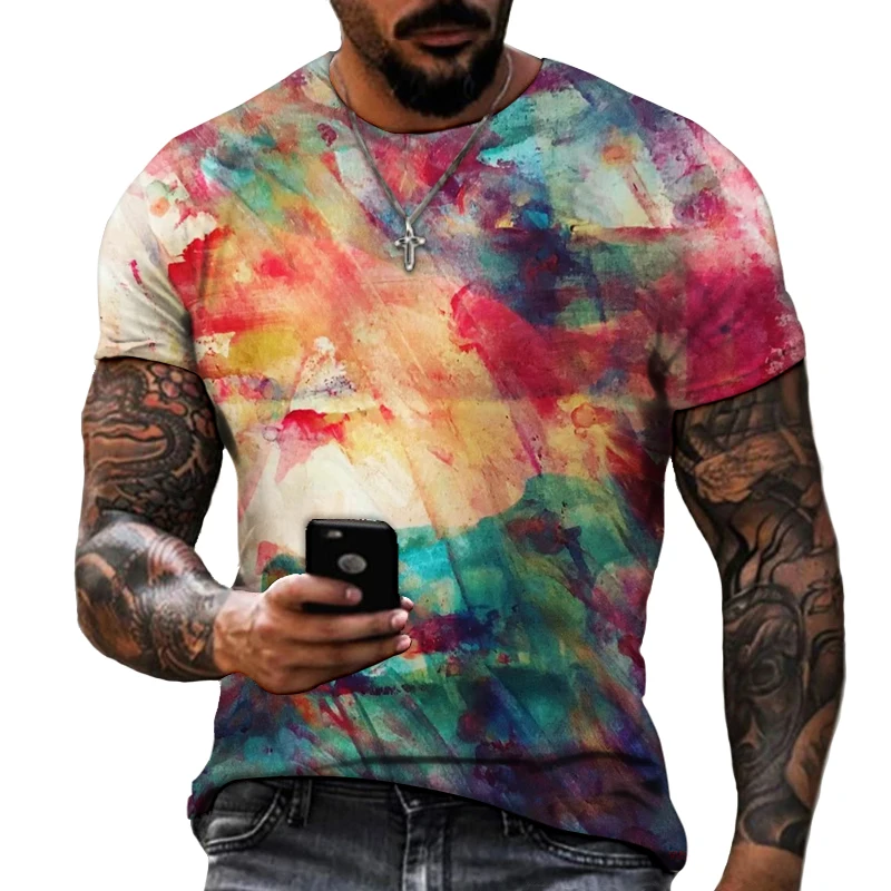 Watercolor Style High Quality 100% Polyester Men's T-shirt Wholesale Custom Fat Size Good Quality T-shirt Size S-5xl - T-shirts AliExpress