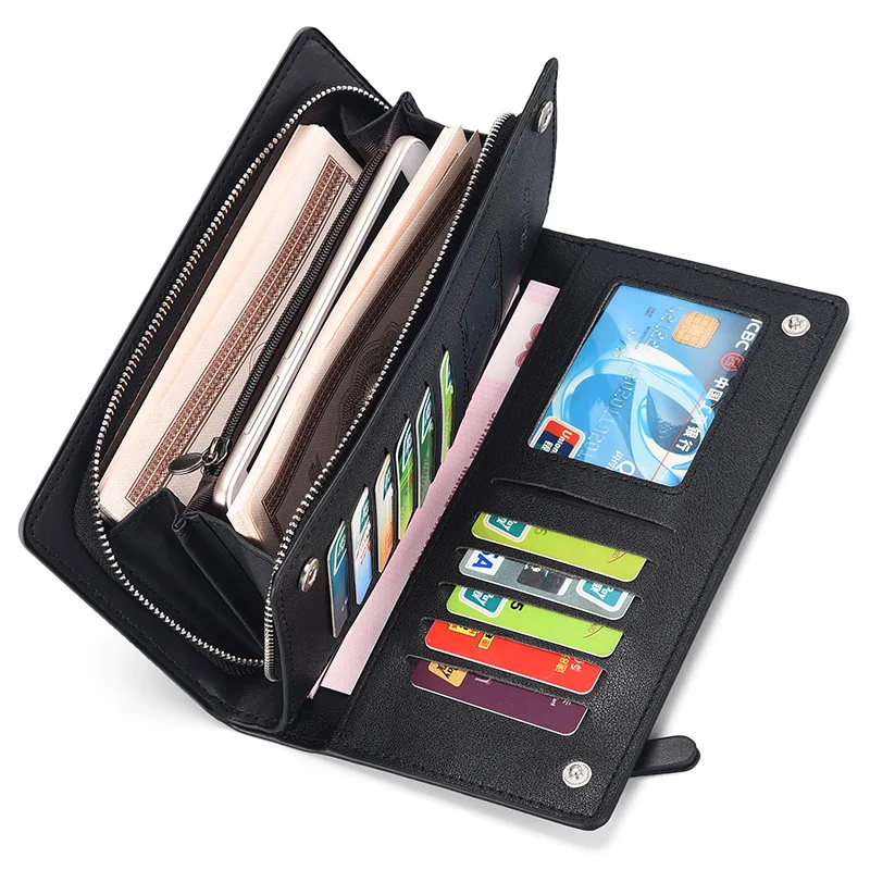 New men's multifunctional mobile phone bag with large capacity, men's business zipper, hand-held bag, wallet