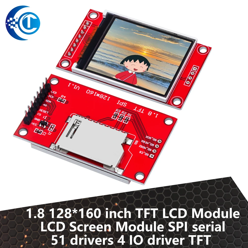 

1PCS 1.8 inch TFT LCD Module LCD Screen Module SPI serial 51 drivers 4 IO driver TFT Resolution 128*160
