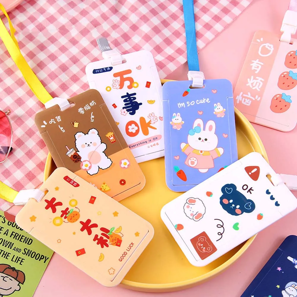 

Bag Sliding Cover Work Card Bank Credit Card Card Holder with rope Badge Case ID Badge Holder Card Protective Cover