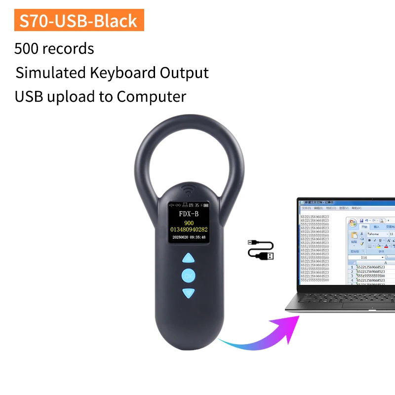 Fonkan Handheld Pet Microchip Scanner ISO11784/85 RFID Animal ID Reader