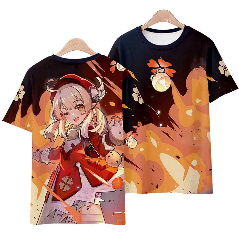 Summer Anime Game Genshin Impact 3D Print T-shirt Woman Streetwear T Shirts Harajuku Tees Tops Women Girl Oversized Y2k Clothing