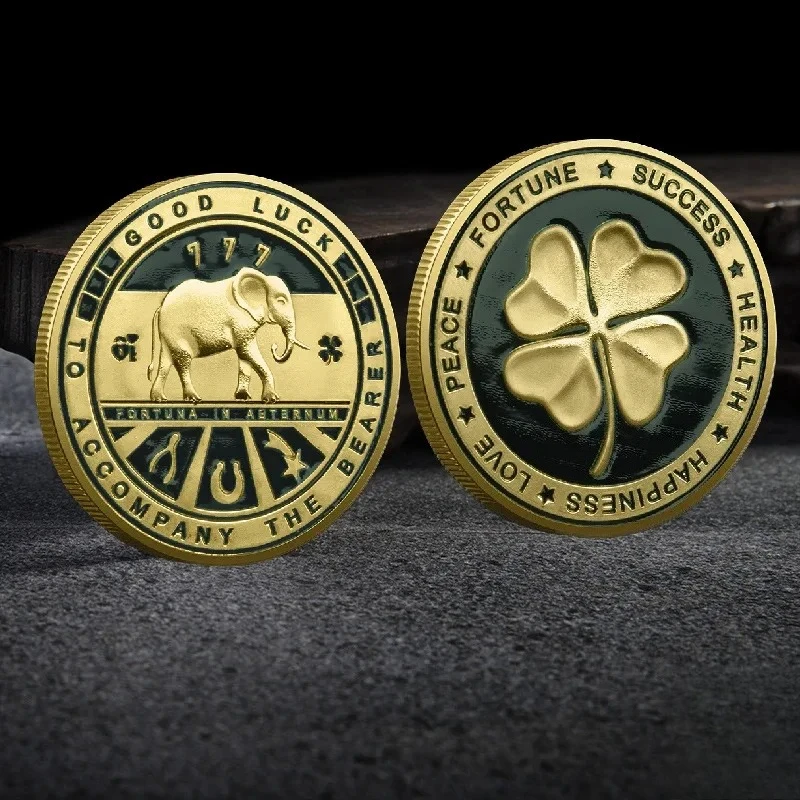 1PC Double Sided Commemorative Lucky Coin for Happiness Success Health Peace
