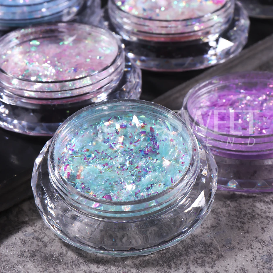 Iridescent Opal Nail Art Glitter Flakes