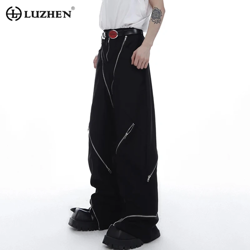 

Design High Street Decorate Niche Wear Men's Zipper Casual Pants Straight Loose Original Personality Trousers 2023 137e58