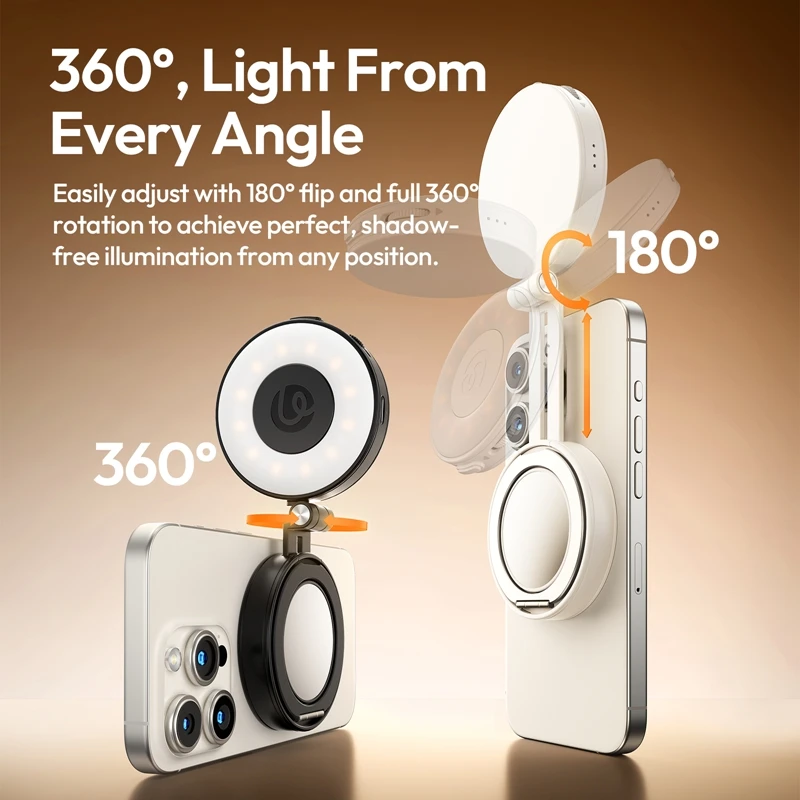 Ulanzi LM23 Pocket LED Light for iPhone 3-in-1 Phone Stand for Photography Livestreaming Selfie Vlog Fill Light Smartphone Vlog