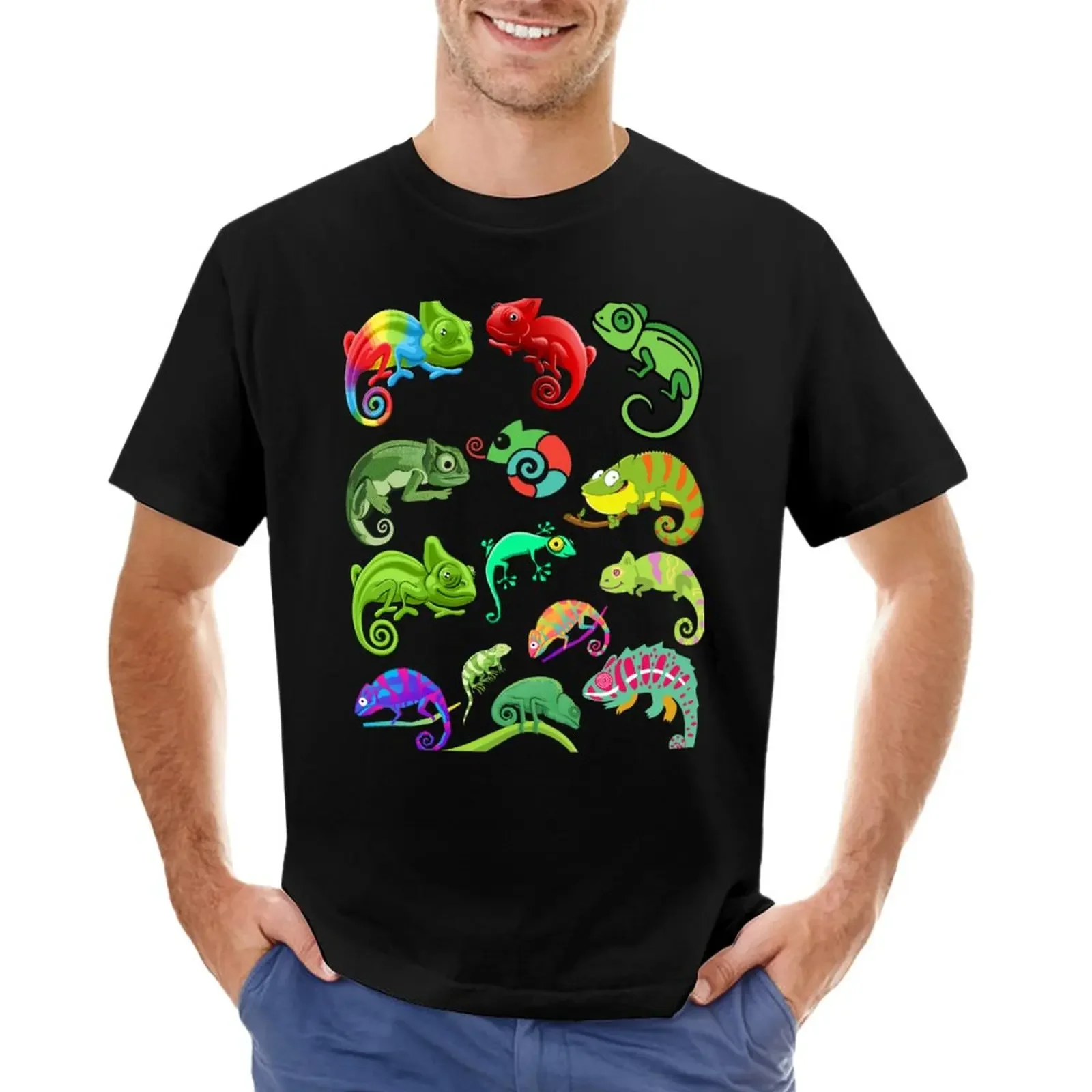 

Chameleon T-Shirt heavyweights kawaii clothes plain mens clothing