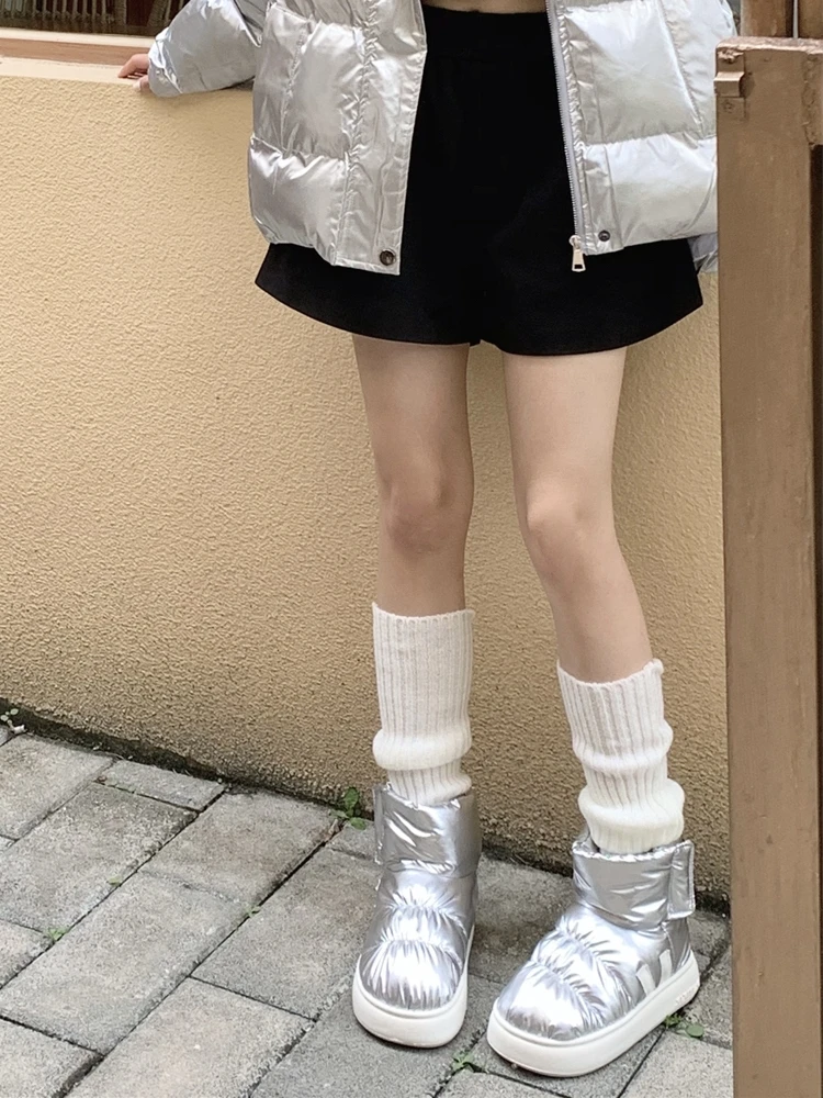 Snow Boots Women Couples Thickened Waterproof Down Fabric Cotton Home Shoes For Winter Outwear Warm Man Boots Household