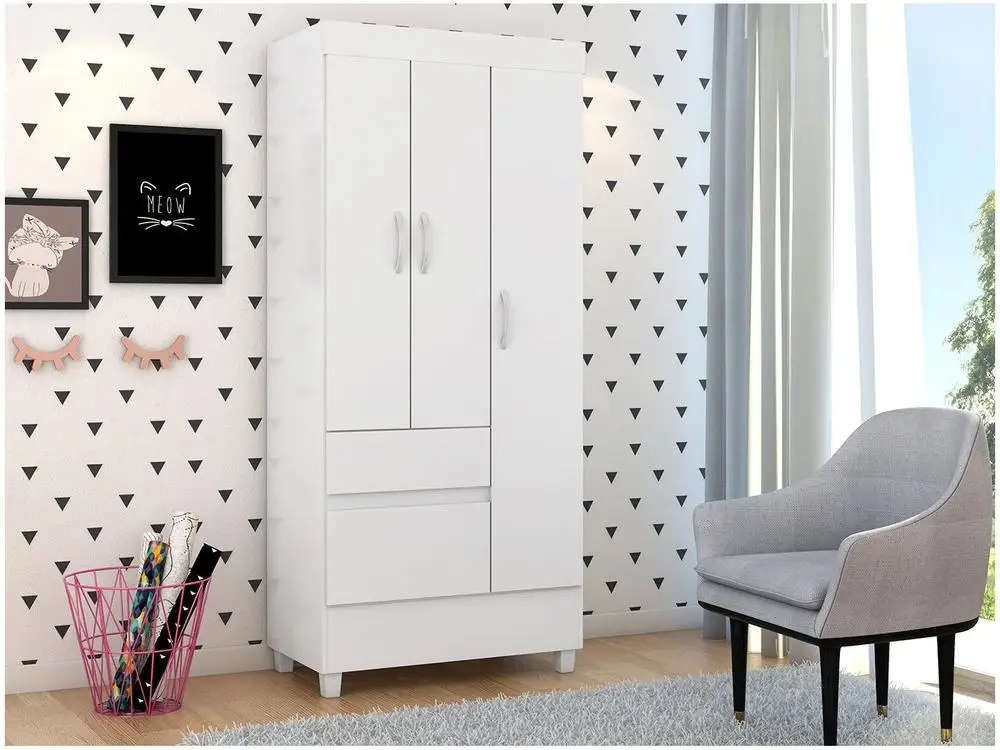 Guarda-roupa Solteiro 3 Portas 2 Gavetas Demóbile Wind 4