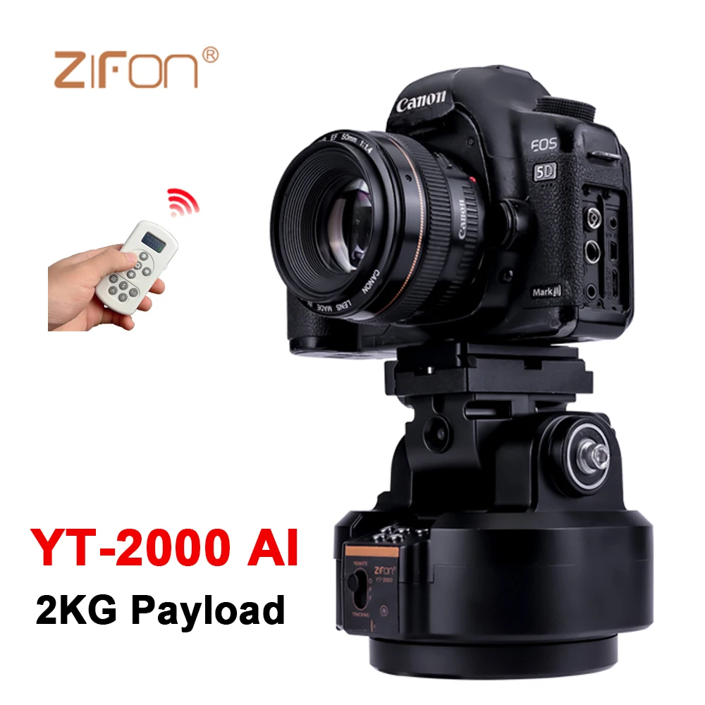 ZIFON YT-2000 AI Face Camera Panoramic Pan Tilt Tripod Head 2kg Payload Wireless Remote Control for DSLR Cameras Smartphone camera panoramic head