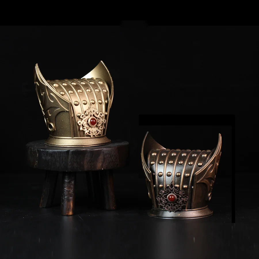 Antique Gold Color 3D Print or Metal Copper Hand Carved Male Crown Piece Hair Tiara Stick Drama Same Design Hanfu Accessory