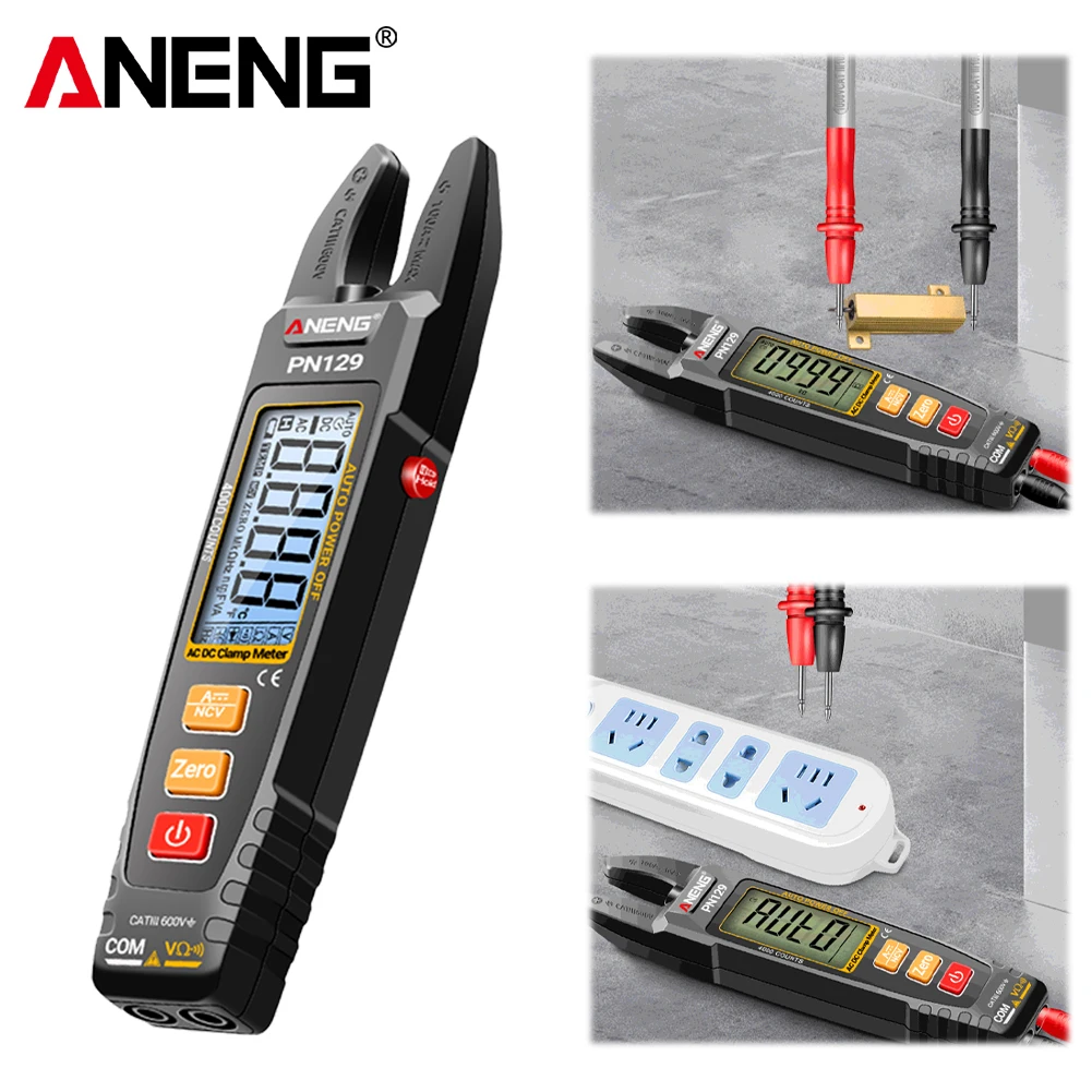 Clamp Meter AC/DC 600V Voltage Current Resistance Tester 4000 Counts Electrician Tools
