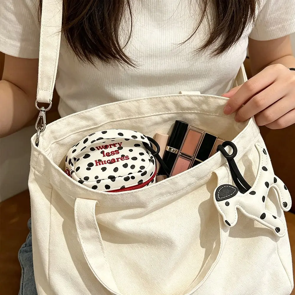 Borsa per il trucco multifunzionale a pois, design con cerniera, piccola borsa per cosmetici, borsetta per donne e ragazze - immagine 2