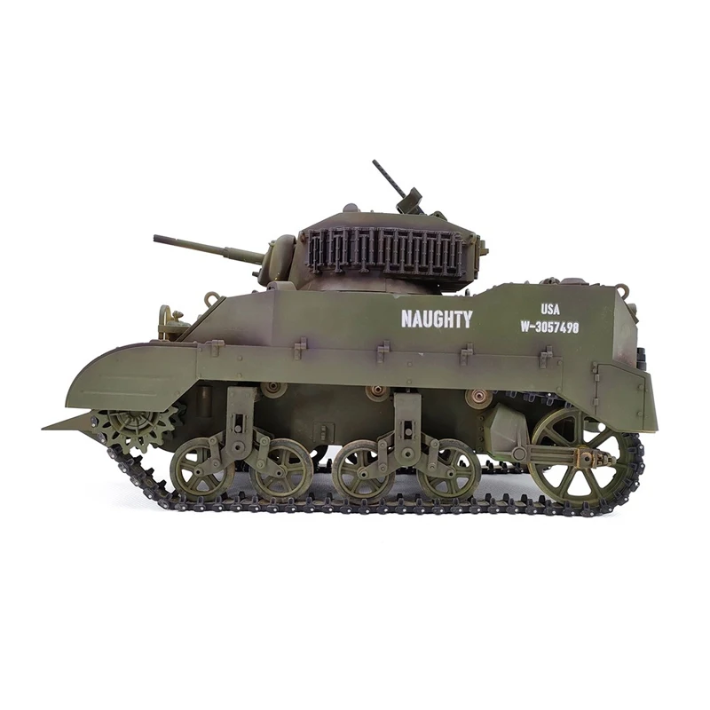 쿨뱅크 US M5A1 스튜어트 원격 조종 탱크 1/16 스케일 2.4G RC 시뮬레이션 군사 모델 장난감 (성인 및 어린이용)