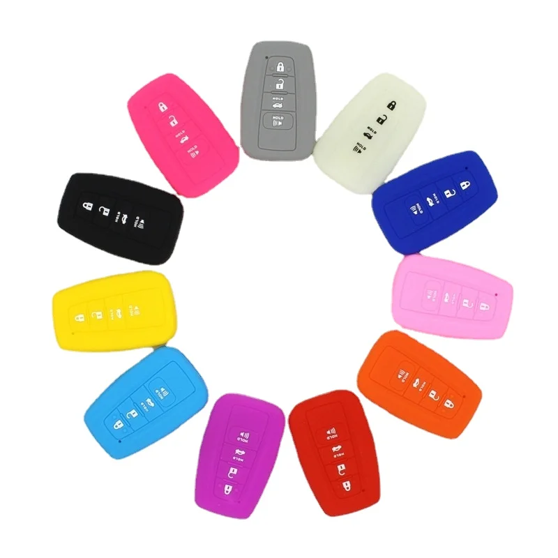 

Multi-coloured Key Case for Toyota 2017 2018 Prius Prime 4 Buttons Remote Silicone Car Key Case Cover Wholesale