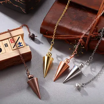 다우징 점술 밸런스용 골동품 금속 진자, 영적 원뿔 포인트 구리 펜던트, 울고 있는 진자, X001