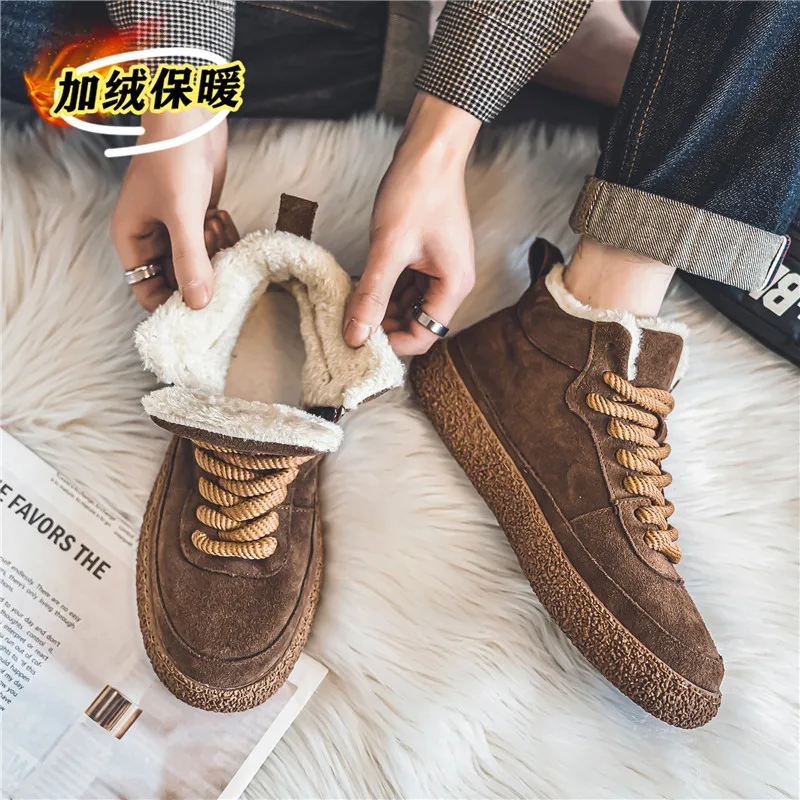 Winter Men Sneakers Fur Warm Plush Casual Shoes For Men Skateboarding Shoes Platform Sneakers Fashion Trainer Sports Shoes 3