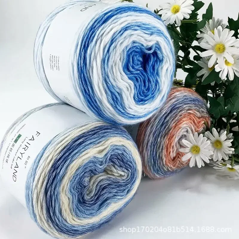 100g Dyed Pure Cotton Yarn, Gradient Medium Coarse Soft Knitted Yarn Ball, DIY Sweater Hat Shawl Hand Woven Scarf Crochet Thread 2