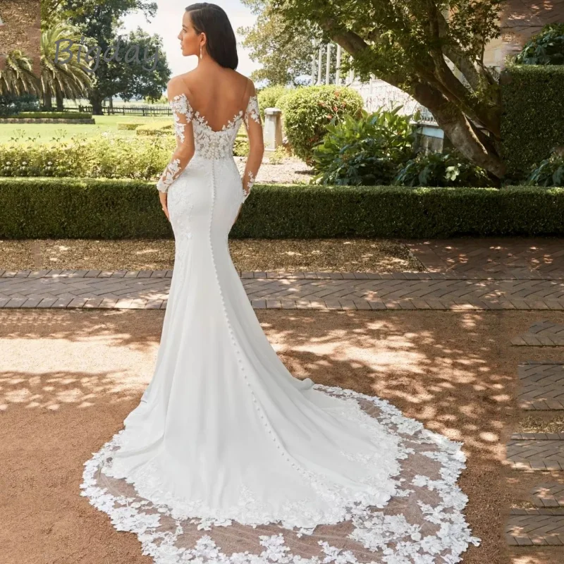 chinese dress ladies Modern V Neck Lace Spaghetti Strap Mermaid Wedding Dress Open Back Bridal Gown main image 0