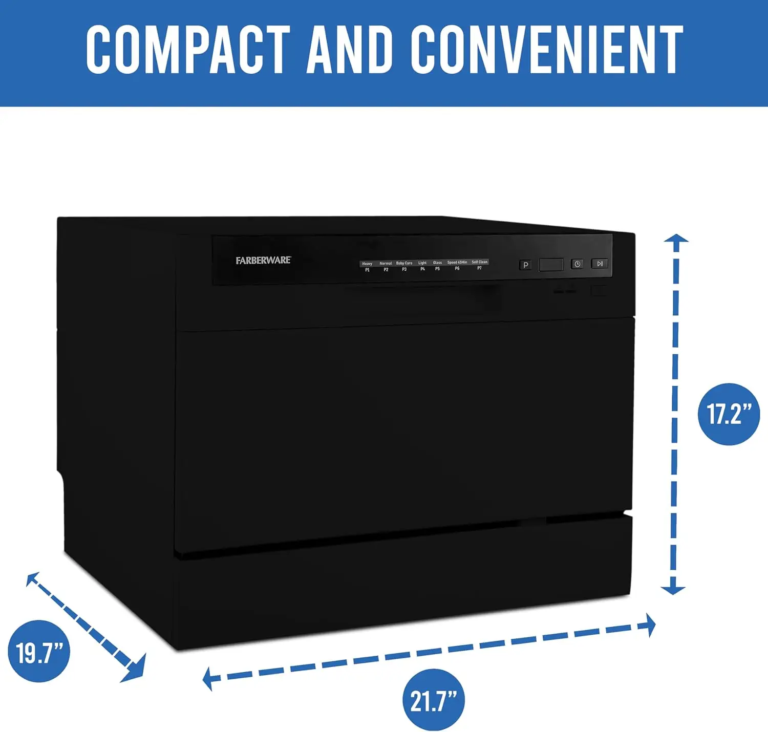 Countertop Dishwasher - 7-Program System for Home, RV, and Apartment - Wash Dishes, Glass, and Baby Products - Hookup R 3