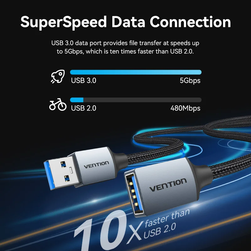 Vention-USB 3.0 연장 케이블, 남성-여성 3.0 2.0 USB 연장 케이블, PS4 Xbox 스마트 TV PC USB 연장 케이블