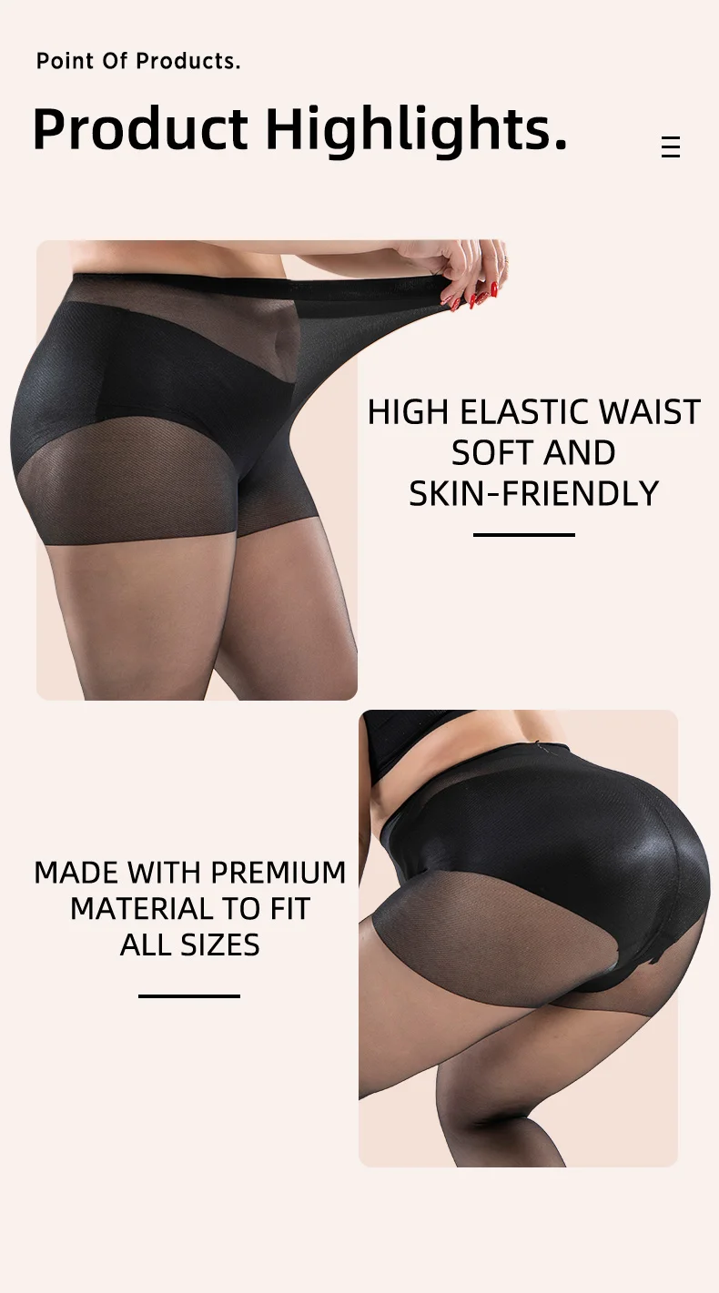 Bonas 20d ultra dünne Strumpfhose große Frauen 120kg Strumpfhosen super elastische Queen-Size sexy Nylon Strumpfhosen plus Größe Strumpfhosen – Detail 2