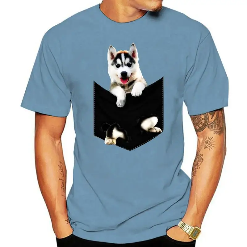 

Men T Shirt Husky Dog Pocket Mid T Shirt Women T-Shirt