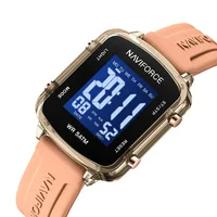 NAVIFORCE Girl's Wristwatch Sports Waterproof LCD Display Watch Silicone Strap Lady's Simple Square Calendar Electronic Watches