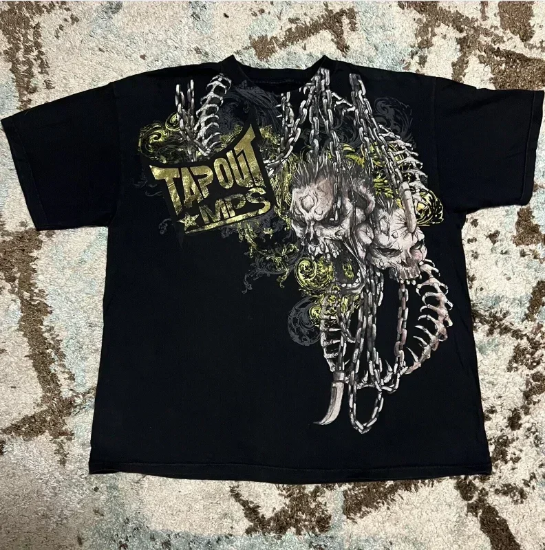 gothic summer new tapout tshirt women cotton printed short-sleeved y2k punk round neck retro casual niche t-shirt women clothing 5