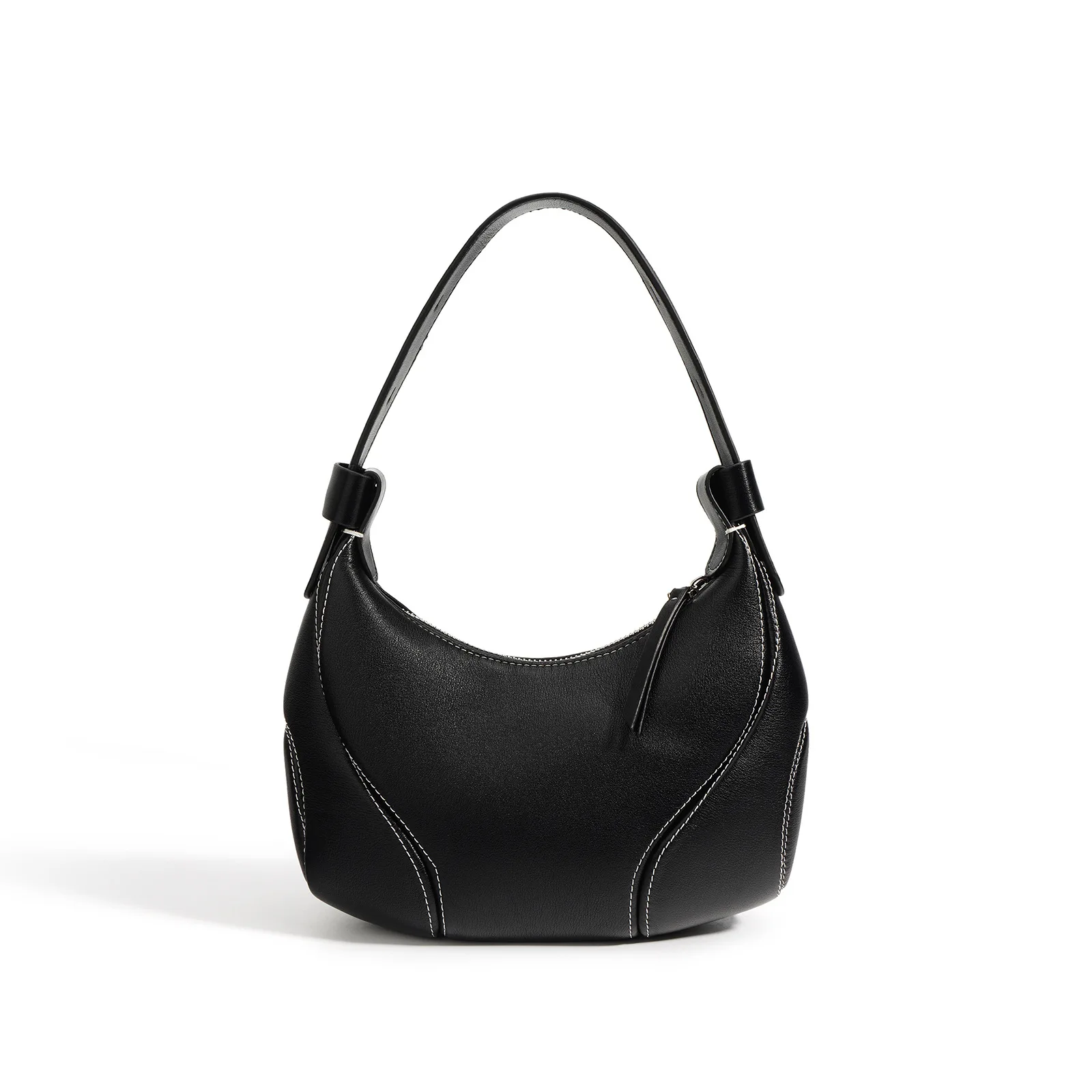 Trendy Genuine Leather Baseball Crossbody Bags for Women with Zipper Moon Shape Shoulder Bag Luxury 2023 New Ladies Handbags