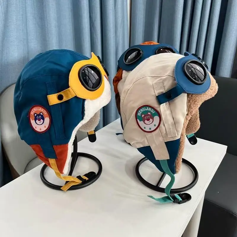 Winter Baby Ear Protection Hat Kids Cartoon Pilot's Hat Korean Version Classic Autumn Winter Boy Girl Baby Ear Protective Hat