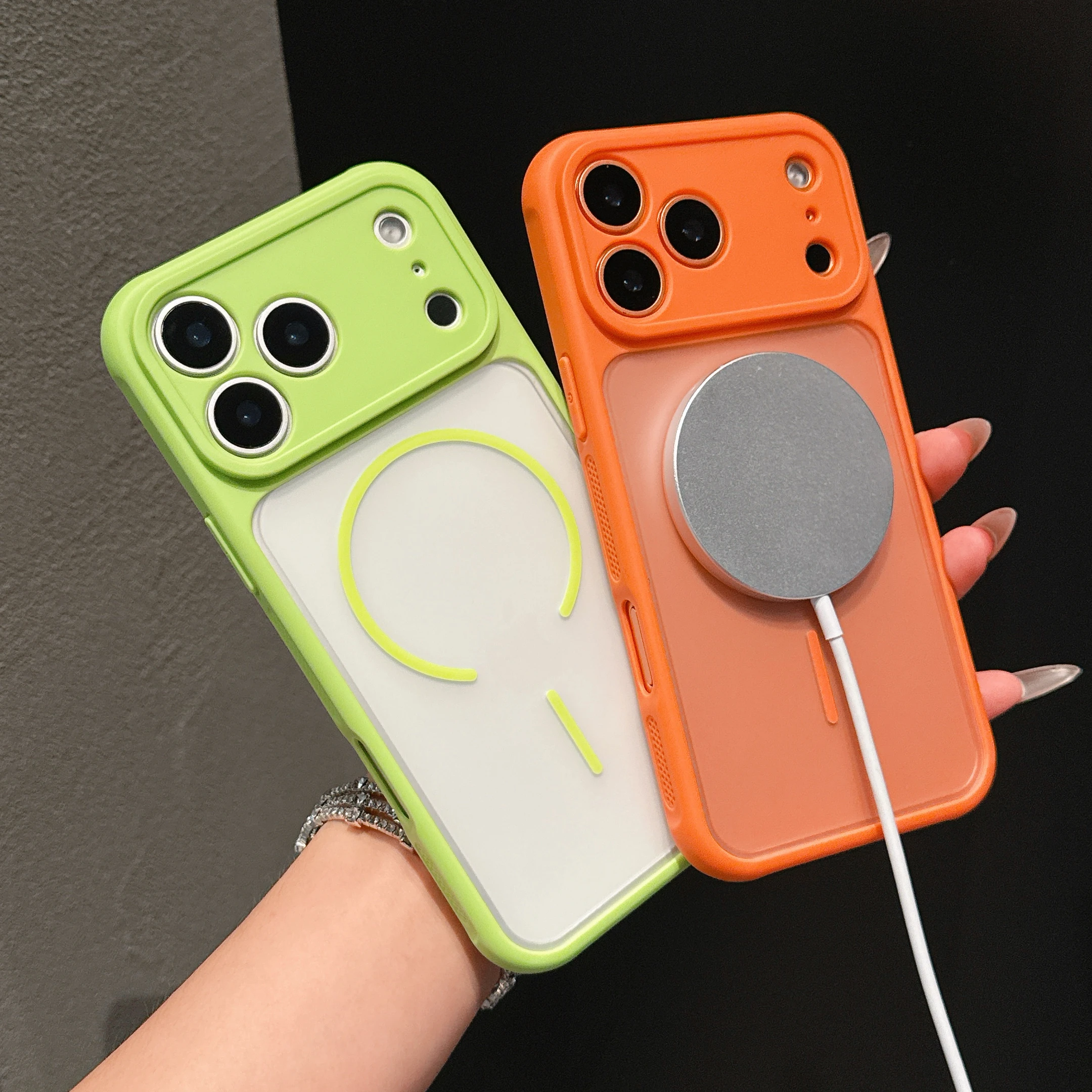 Rugged Armor Shockproof Matte Translucent Phone Case with MagSafe Compatibility