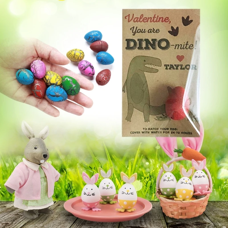 

12/24Pieces Valentines Card with Dinosaur Eggs, Valentines Day Gifts Easter Cards for Children School Party Favor Y9RF