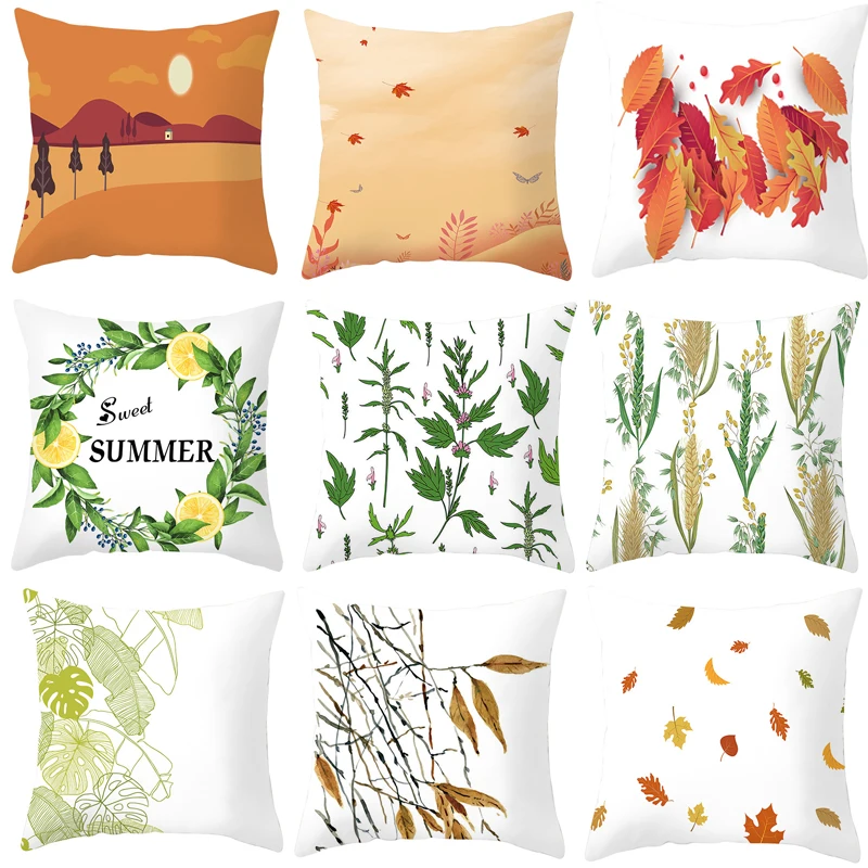 

Autumn Leaf Print Pattern Decorative Cushions Pillowcase Polyester Cushion Cover Throw Pillow Sofa Decoration Pillow Case