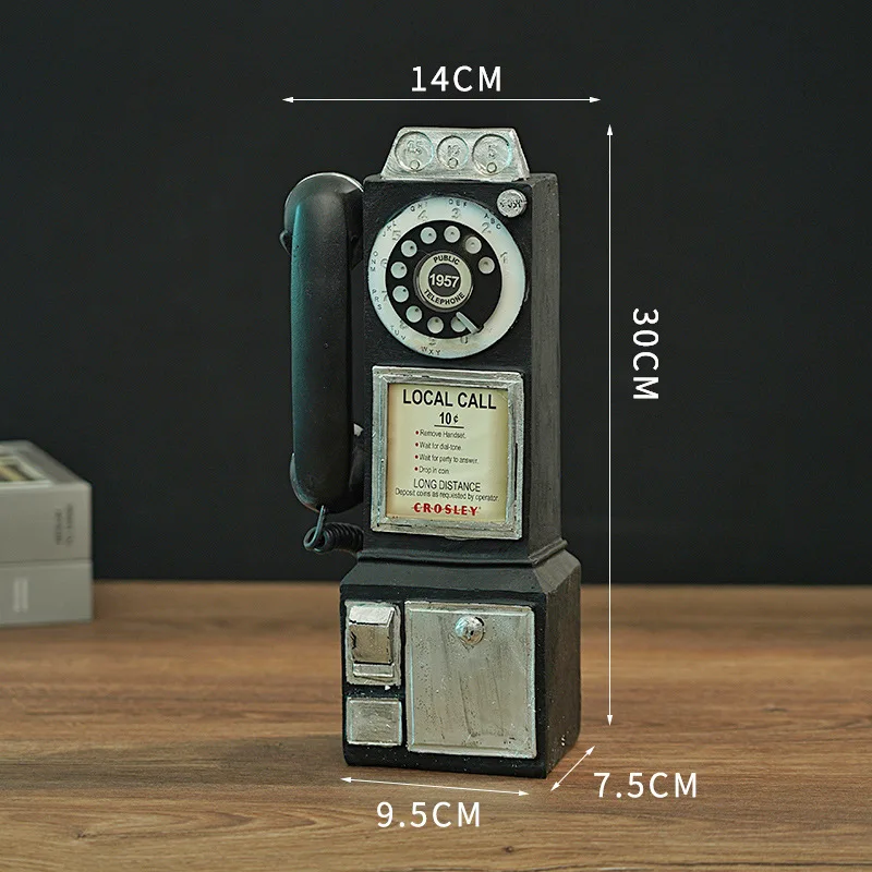 Vintage Retro Dial Pay Phone Figurine – Classic Home Decor Ornament