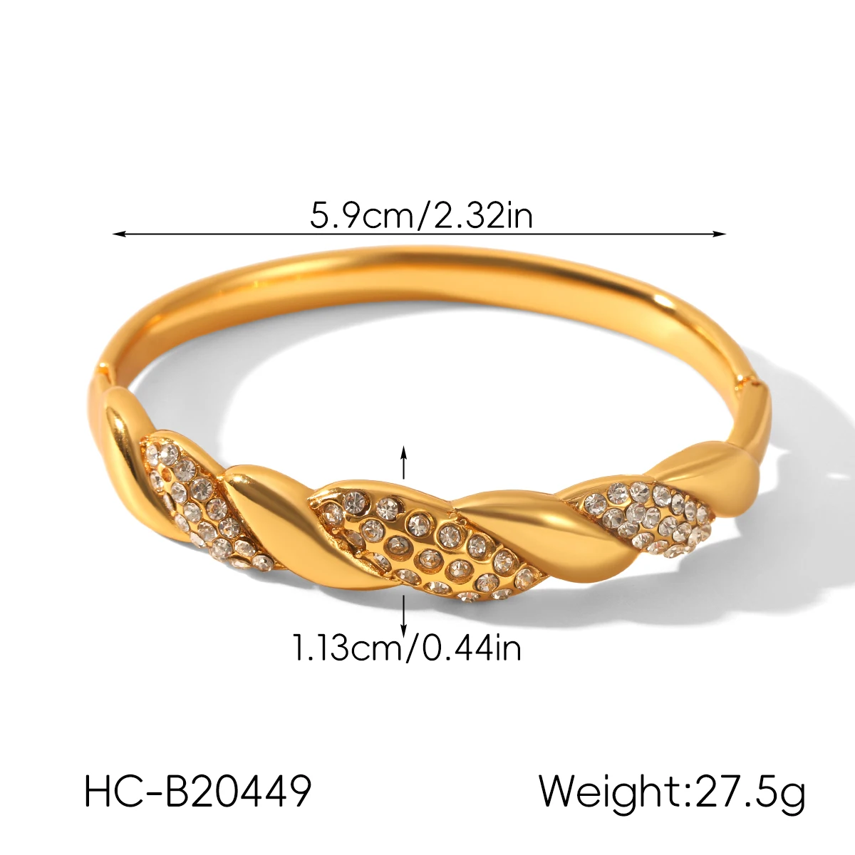 Gedrehtes Kubanisches Gliederarmband in Goldfarbe aus 316L Edelstahl für Damen, PVD-Beschichtung, Nicht Verblassend, Auffälliges Statement-Accessoire für den Alltag, Geschenkidee – Detail 3
