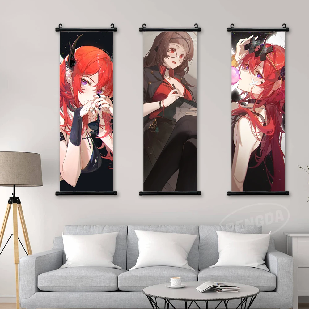 Jogos de anime arknights w kaltsit pintura em tela de madeira maciça  pendurado scroll print pintura cartaz moda decoração para casa - AliExpress