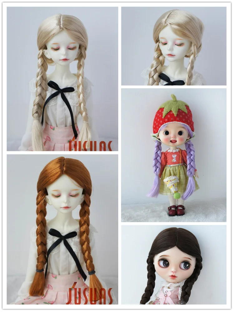

JD103 MSD BJD wigs 1/4 doll wigs Mid parting Pony synthetic mohair wig 7-8inch doll accessories