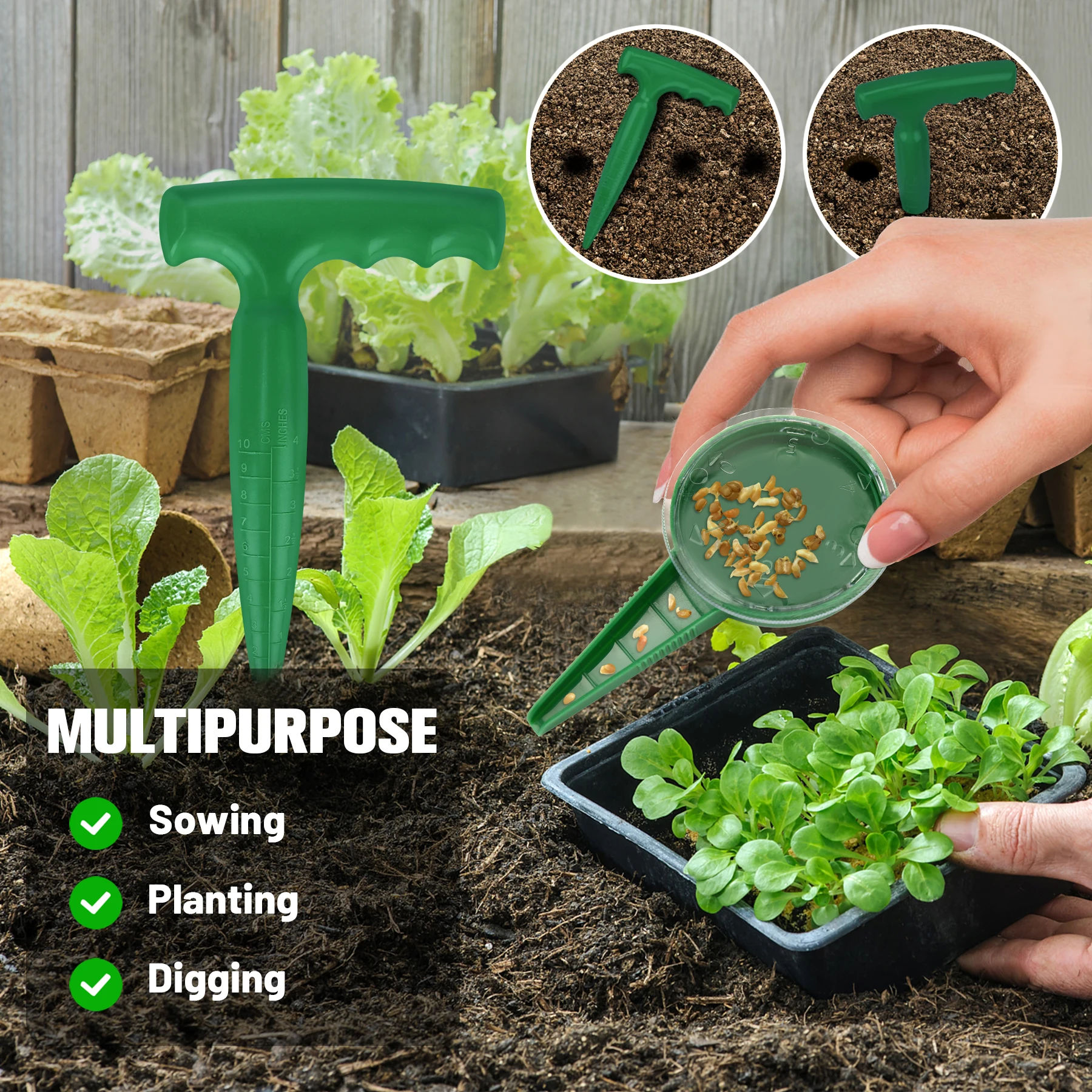 4PCS Seeder Garden Plastic Household Plant Garden Tool Set Seeding Transplanting Machine Soil Punch Cuttage Seedling Raising garden auger bits handheld planting tool