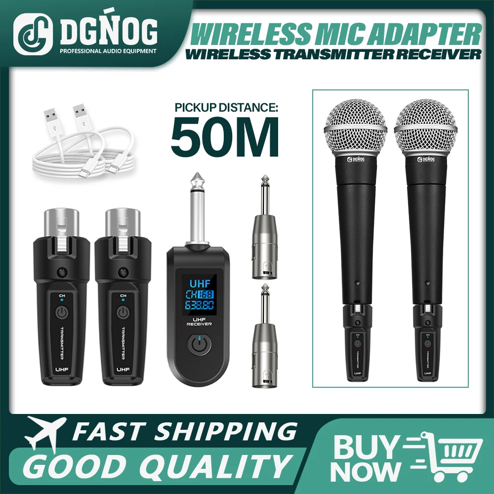 Sistema Wireless Per Chitarra UHF - Adattatore Trasmettitore/Ricevitore XLR, 20 Canali 550-574MHz, Portata 30-50m, Alta Sensibilità, Per Microfoni E Mixer Audio - 4
