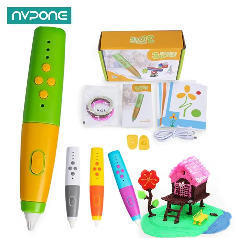 Conjunto de Canetas de Impressão 3d para Crianças Baixa Temperatura com Filamento Pcl 200m Aniversário e Presentes de Natal Meninos e Meninas Novo 2023