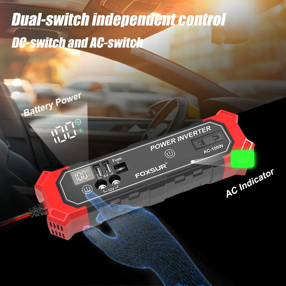 Convertitore di potenza per auto da 12V CC a 230V CA con USB, morsetti per batteria e interfaccia accendisigari - immagine 5
