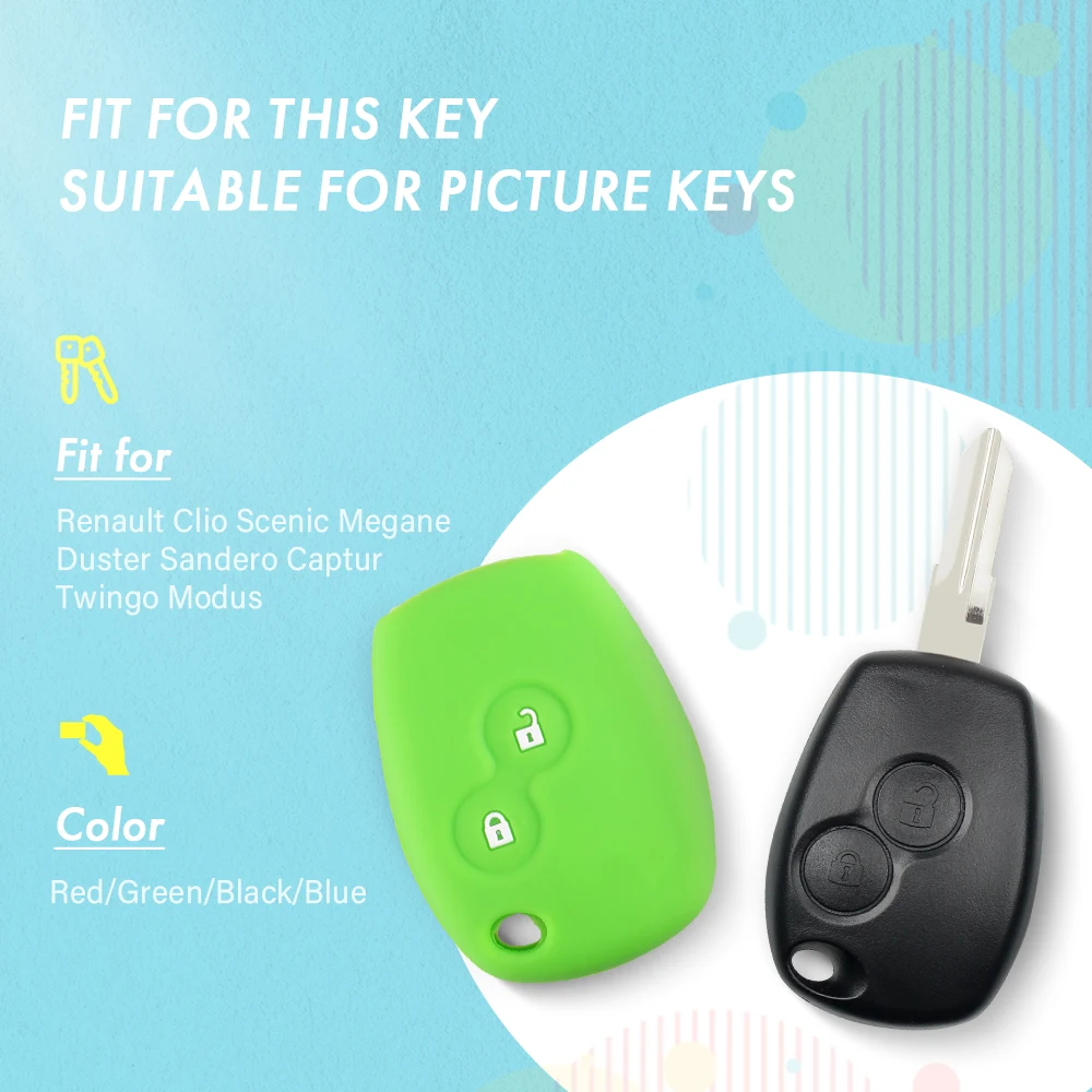 Silicone Car Key Cover Case 2 Buttons For Renault Clio Scenic Megane Duster Sandero Captur Twingo Modus
