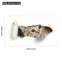 Torn Peeping Kitten Toilet Sticker 3D Effect Bathroom Toilet Seat Waterproof Sticker Self-Adhesive 5
