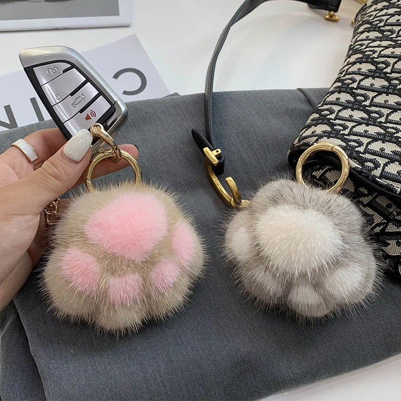 여성용 최신 고양이 발톱 가짜 모피 키 체인, 패션 플러시 곰 발 자동차 키 체인 가방 펜던트 파티 선물 쥬얼리 펜던트 키