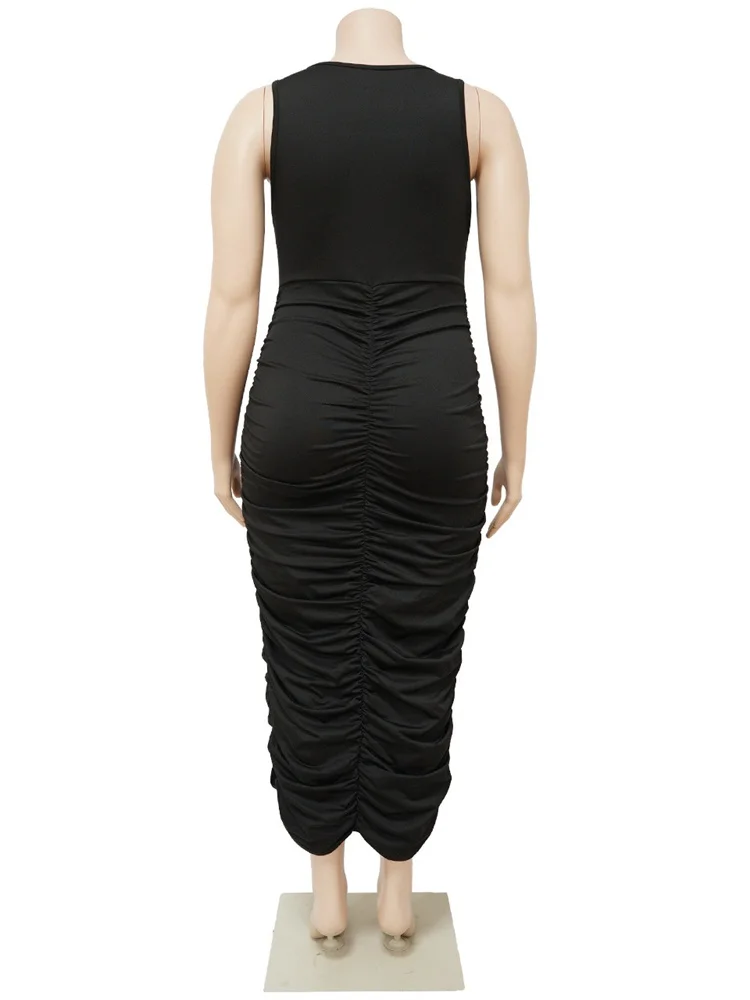 Wmstar Plus Size Dresses for Women Clothing Solid Bodycon Stretch Draped Maxi Dress Slip Outfits Wholesale Dropshipping L-4XL